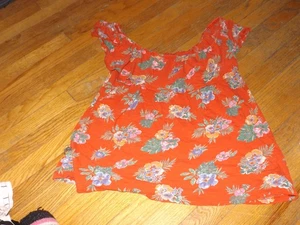 Old Navy Damen rotes Hawaii Blumen Schulterfrei Strick Top Gr. XL - Bild 1 von 1