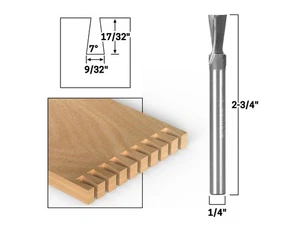 7Â° X 9/32" Solid Carbide Dovetail Router Bit - 1/4" Shank - Yonico 14810q - Picture 1 of 1