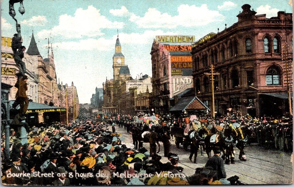 AUSTRALIA 1906 PICT POSTCARD BOURKE STR MELBOURNE ADDR LONDON POSTMARK MELBOURNE - Image 1 of 2
