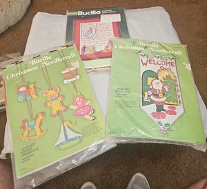 Menge 3 Vintage Bucilla Kreuzstich Kits "Ehre sei Gott" "Juweled Door Chime" - Bild 1 von 15