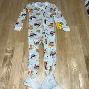 Burt's Bees Baby Kürbisse Herbstwagen Schlafanzug Footie Schlafanzug 24 Monate Neu mit Etikett - Bild 1 von 8