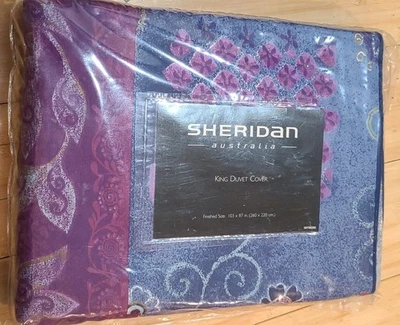 2pc Set Vtg Salvador Sheridan Australia Duvet Cover & WC Bed Skirt Blue Purple - Image 1 of 4