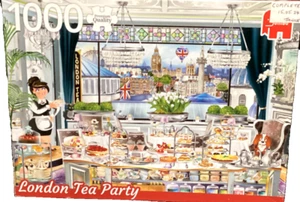 Jumbo 1000pc London Tea Party 2018 Jigsaw Puzzle HTF - Picture 1 of 2