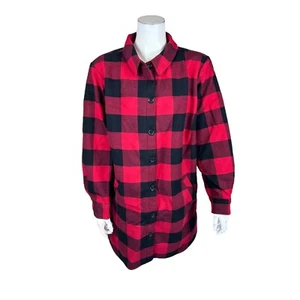 Joan Rivers Buffalo Check Jacket With Fleece Lining Red Black 1X Plus Size - Picture 1 of 2