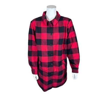 Chaqueta Joan Rivers Buffalo Check con forro polar roja negra 1X talla grande Foto 1 de 2