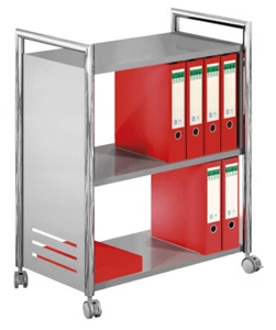 Aktenwagen / Bürowagen, B 70 x T 40 x H 84 cm, Farbe: chrom/alusilber - Bild 1 von 1