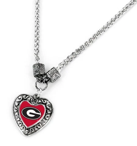 Georgia Bulldogs Heart Pendant Necklace Cover