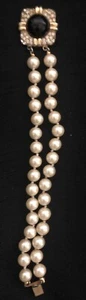 Vintage Joan Rivers Schnappverschluss Armband - Kunstperlen Onyx 7 Zoll SELTEN - Bild 1 von 5