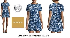 Michael Kors Women's size 14 Short Sleeve Above Knee, Mini Dress, Blue Water NWT - Picture 1 of 8