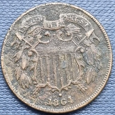 1864 Two Cent Piece 2c Better Grade XF Details #70066 - Image 1 of 2