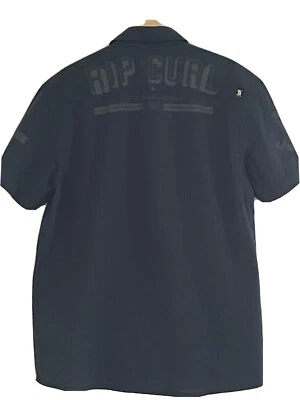 Rip Curl Striped Black and Grey CSHIAM Denimar Short Sleeve Casual Shirt Size L - Image 1 of 4
