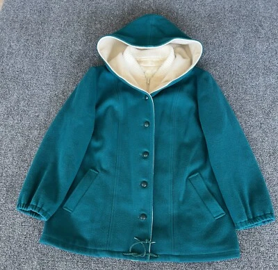 Mackintosh жилет винтажный женщин зеленый слоновой кости шерсти с капюшоном молнии кнопка размер 14  - Изображение 1 из 4