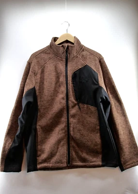 Reebok Fleece Jacket L Men's Full Zip Hoodie Brown Black 100% Polyester Adults - Image 1 of 4