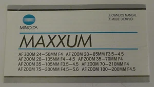 Minolta Maxxum Lens Original Product User Owner's Manual - Bild 1 von 2