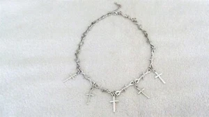 Cruz Dije Gargantilla Collar Joyería Barba Alambre de Púas Cadena Gótico Punk Rock - Imagen 1 de 3