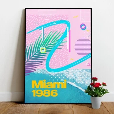 Retrowave poster: Miami 1986 [retrowave/vaporwave/synthwave] — aesthetic poster - Image 1 of 4