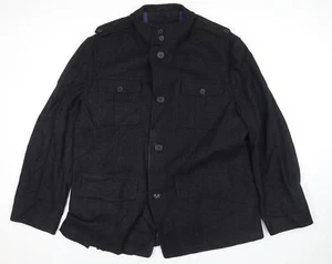 Marks and Spencer Mens Black Pea Coat Size XL Button - Picture 1 of 10