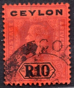 CEYLON 1923 S.G. #318 SC. #213 10R. USED - Picture 1 of 2