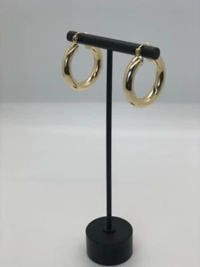 Pendientes de aro de tubo chapados en oro 33 mm (1,3 pulgadas) x 29 mm (1,1 pulgadas) nuevos sin etiquetas - Imagen 1 de 4