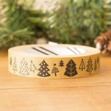 Festive Brown Gift Tape | Christmas Trees Kraft Wrapping Roll East of India 50m