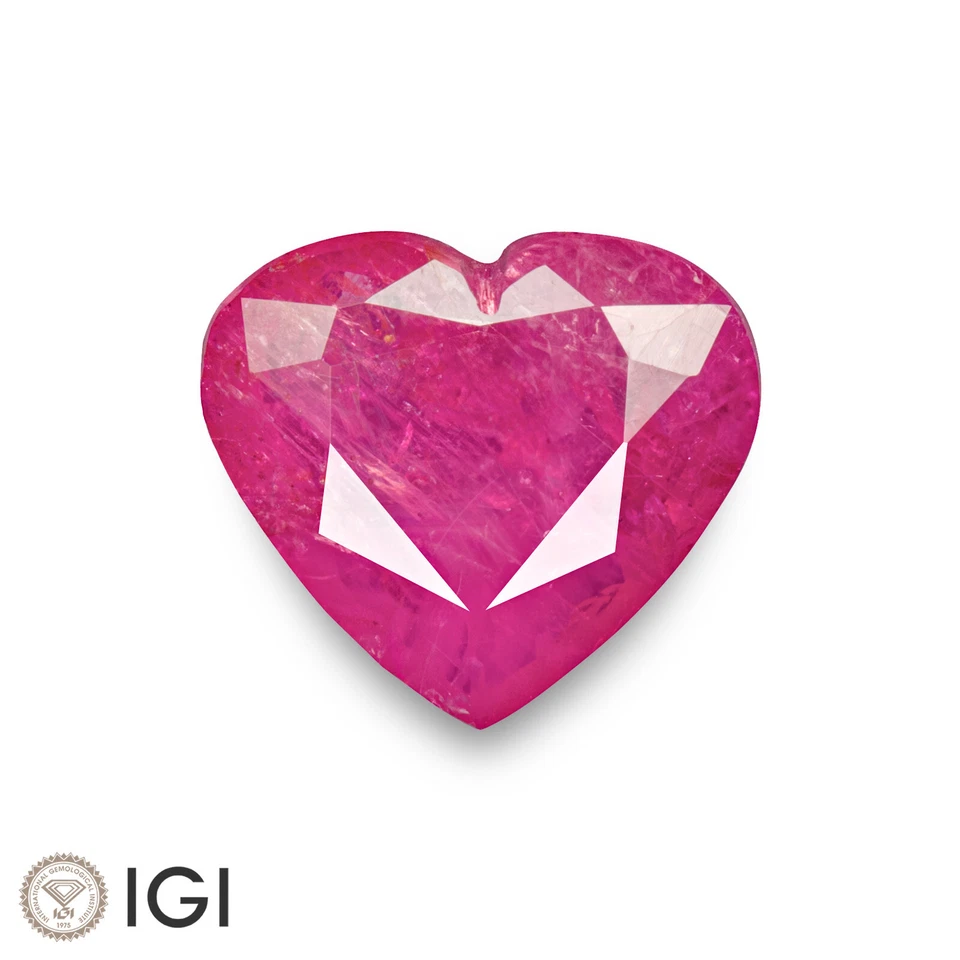 IGI Certified MADAGASCAR Ruby 4.57 Ct. Natural Untreated HEART Pink-Red LOOSE - Image 1 of 4