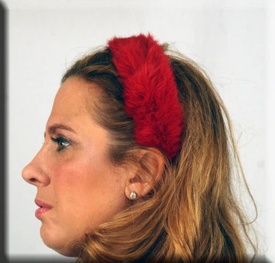 Nueva diadema de piel de conejo rojo - Efurs4less Foto 1 de 3