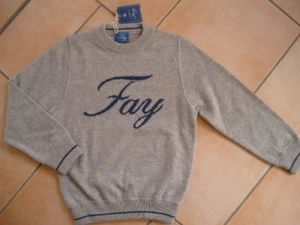 (C865) FAY Girls Rundhals Pullover 100% Wolle + Logo Druck auf der Brust gr.140 - Picture 1 of 1