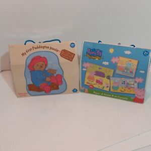 M&S Pair 2 Childrens Puzzles Paddington for Baby Peppa Pig at Home Carrying Box