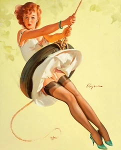 NEW Gil Elvgren Vintage Model Pin Up Girl Poster Art Print Canvas Free Shipping - Picture 1 of 4