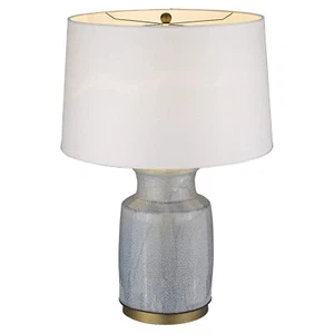 27" Brass Metal Table Lamp With White Empire Shade - Picture 1 of 6