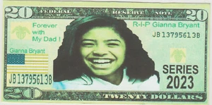 2023 Gianna Bryant by her dad Kobe Bryant Basketball Hard Feel $20 Novelty Bill. - Picture 1 of 2