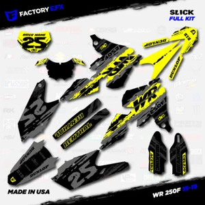 Kit de gráficos de carreras resbaladizos grises y amarillos para calcomanías Yamaha 15-19 WR250F WR 250F - Imagen 1 de 5