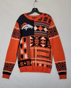 NFL Broncos blau orange Erwachsene Medium Ugly Christmas Sweater Pullover Sport Fun - Bild 1 von 10