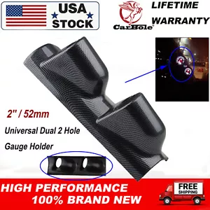 Carbon Fiber 2" 52mm Left Driver A Pillar Dual 2 Hole Gauge Holder Pod Universal - Picture 1 of 10