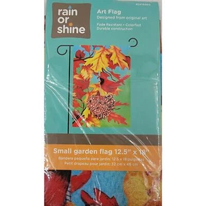 Art Flag 12.5" x 18" Cardinal Bird Colorful Leaves Decorative Garden Porch Flag - Picture 1 of 3