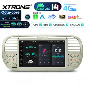 Android 14 4G 64GB Car GPS Stereo Radio Gyroscope For Fiat 500 2007-2015 Beige - Picture 1 of 22