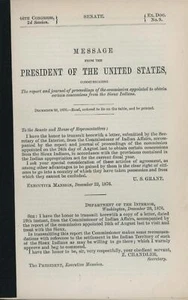1876 AFTER CUSTER: U.S.GRANT GRABS BLACK HILLS GOLD COUNTRY FROM SIOUX INDIANS - Picture 1 of 1