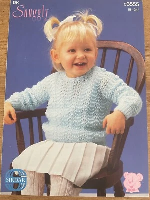 Baby girls all over lace jumper KNITTING PATTERN Long sleeve buttons Sirdar 3555 - Image 1 of 4