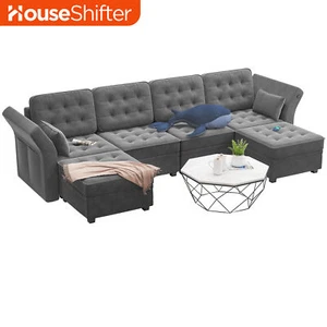 6-Seater Modular Sectional Couch Sleeper Sofa Bed with USB Port for Living Room - Picture 1 of 10