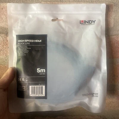 Lindy 5m High Speed HDMI Cable, Black Line (C1) - Image 1 of 2