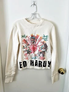 Ed Hardy Vintage Rundhalsausschnitt Pullover Top KLEIN selten Tattoo Wasser Design sehr cool!! - Bild 1 von 8