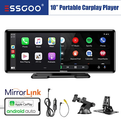 10.26" Portable Apple Carplay/Android Auto Bluetooth Car Stereo Radio IPS Screen - Image 1 of 4