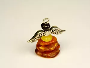 Angel Figurine Souvenir With Baltic Amber Stone Natural Genuine Religious 6373 - Picture 1 of 9