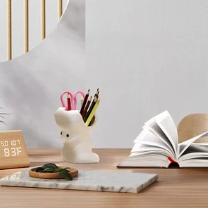 Cute Hippo Succulent Planter Pot White Ceramic Flower Pencil Holder DesktopDecor - Picture 1 of 8