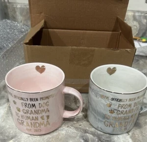 Officially Promoted From Dog Grandma/Pa To Human Grandma/Pa 2023 Pair Of Cups - Picture 1 of 9