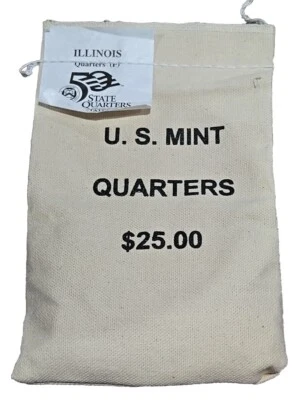 2003  Illinois P State Quarter Original Mint Sewn Bag $25 Face  (100 UNC coins) - Image 1 of 4