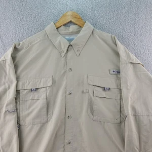Columbia PFG Camicia da Pesca Manica Lunga Uomo 3X Tan Ventilata UPF Protezione Solare - Foto 1 di 8