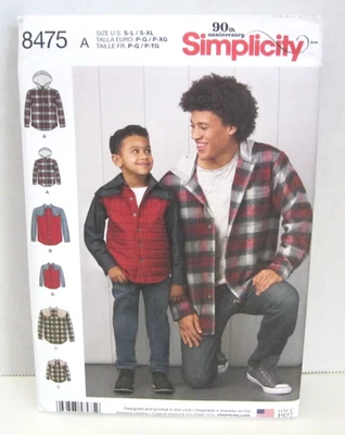 Simplicity 8475 Shirt or Shirt Jacket Boys S-L, Men's S-XL Pattern Uncut - Image 1 of 2