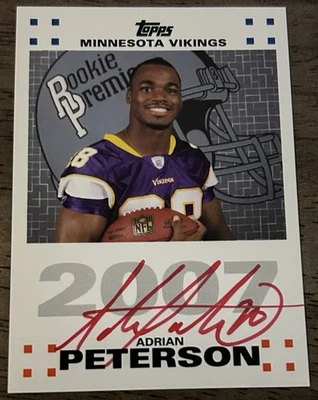 2007 Topps Rookie Premiere Adrian Peterson Rookie Red Ink /10 Auto $RARE$ w/Holo - Image 1 of 2
