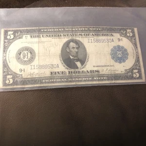1914 $5 Large Note - Picture 1 of 8